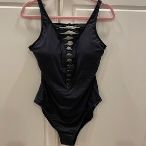 Stunning NWT swimsuit! Bleu Rod size 14 black one piece swimsuit.